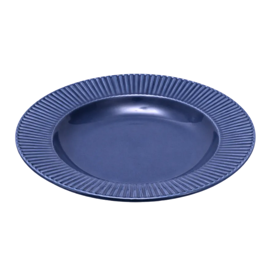 Aida 6 stk. Dybe Tallerkener Stentøj Groovy i Blå (Ø23cm)