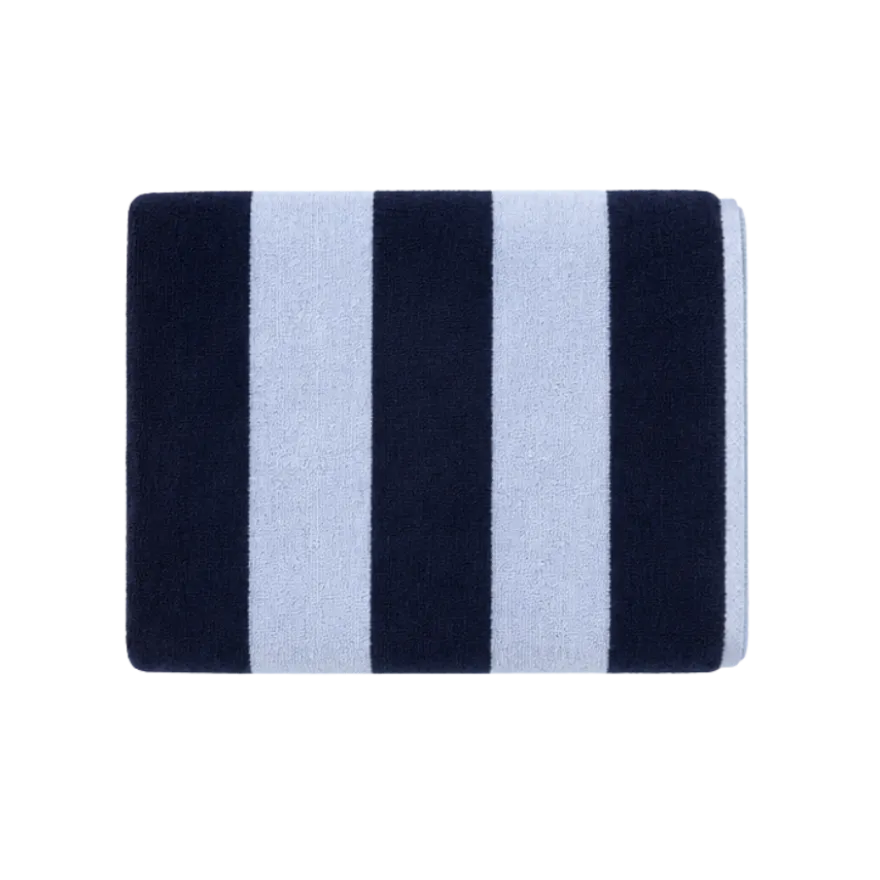 Badehåndklæde Striber i Navy/Lyseblå (70x135cm)