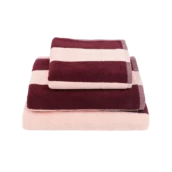 Badehåndklæde Striber i Rosa/Bordeaux (70x135cm)
