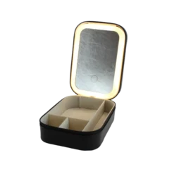 Beauty Box BARBRA m. LED Spejl i Sort (16,5x11,5x5cm)