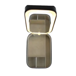 Beauty Box BARBRA m. LED Spejl i Sort (16,5x11,5x5cm)