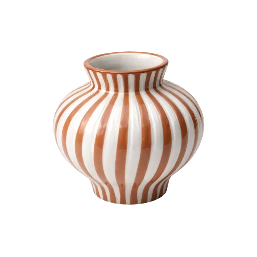 BETSY Vase i Beige Stribe (Ø14,7x13,5cm)
