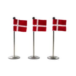 Bordflag Dannebrog i Metal 3 Stk. (H:20cm)