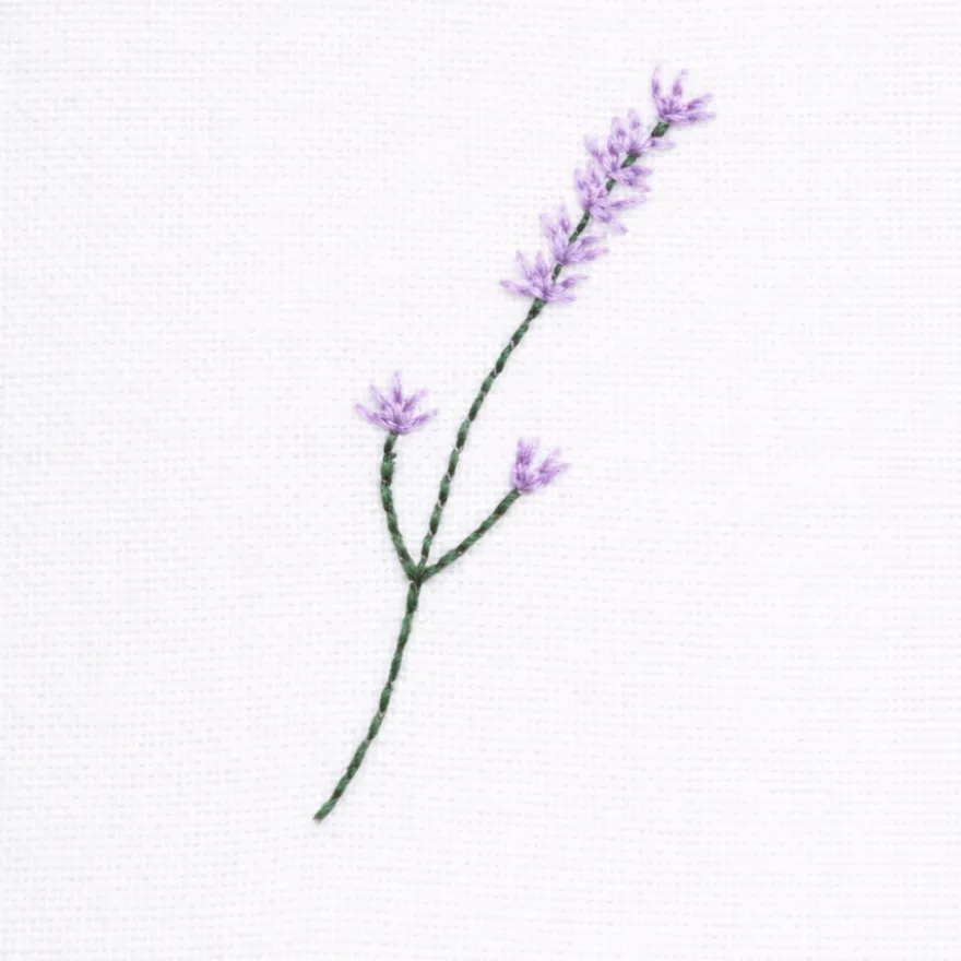 Dug m. Broderet Blomst i Hvid (140x320cm)
