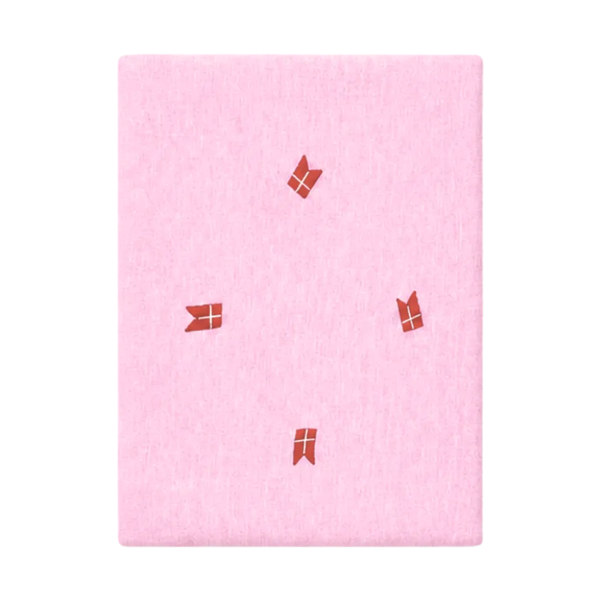 Dug m. Broderet Dansk Flag i Lyserød (140x270cm)