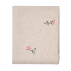 Dug m. Broderet Kirsebær i Camel Beige (140x320cm)