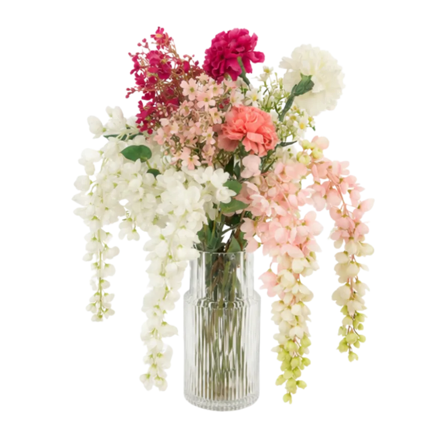 Evighedsbuket Blomsterdrøm i Hvid & Lyserød (H97cm)