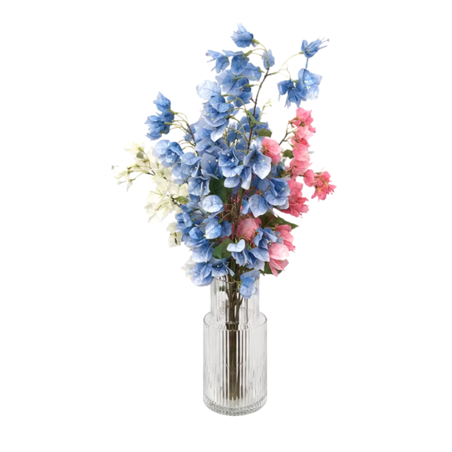 Evighedsbuket Bougainvillea i Blå, Hvid & Pink (H80cm)