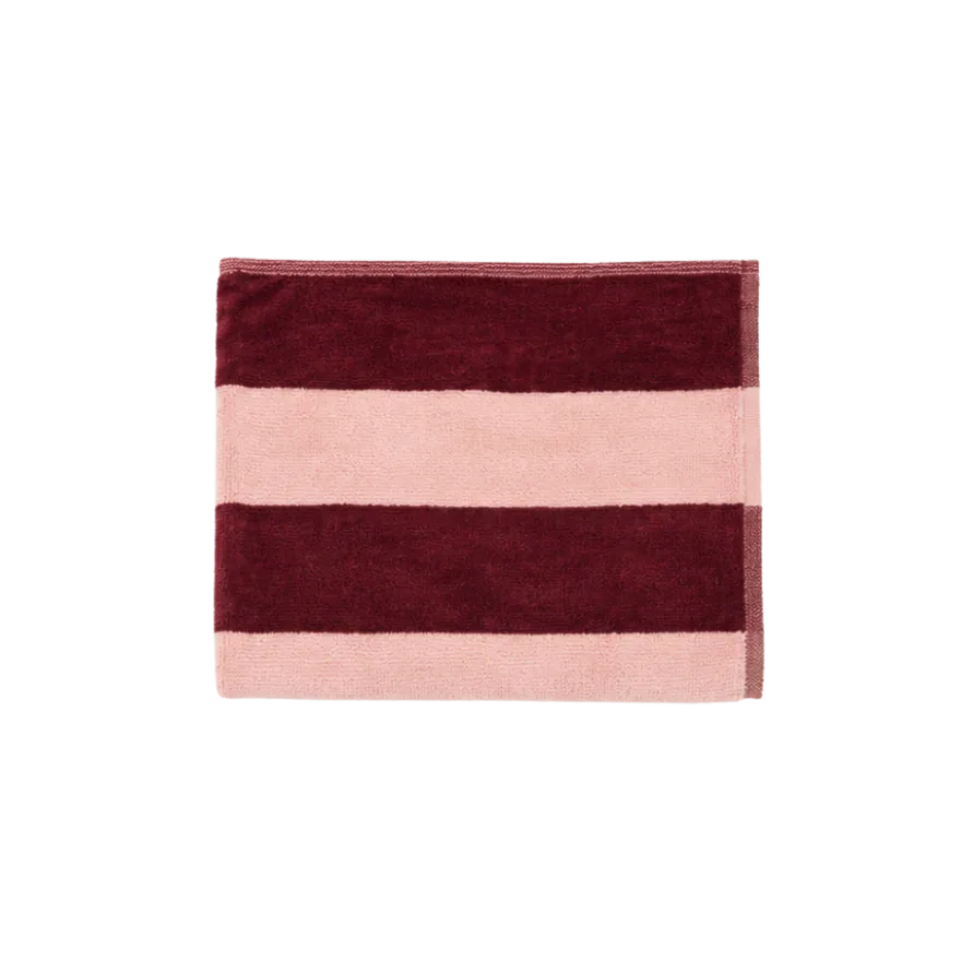 Håndklæde Striber i Rosa/Bordeaux (50x90cm)