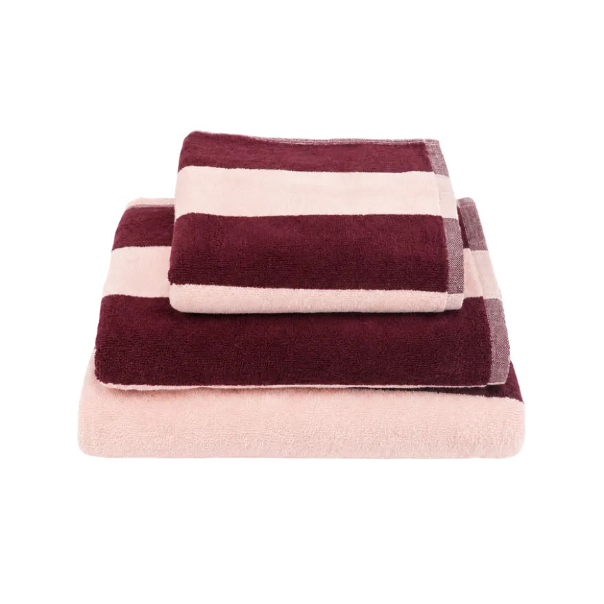 Håndklæde Striber Rosa/Bordeaux (80x150cm)