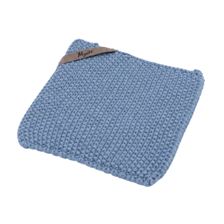 Ib Laursen 2 stk. Grydelapper Mynte Strik i Blue Bell (22x22cm)