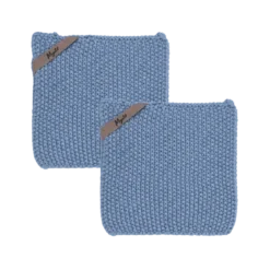 Ib Laursen 2 stk. Grydelapper Mynte Strik i Blue Bell (22x22cm)