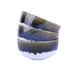 Keramik Skål ASTA m. Løbeglasur i Blå (Ø14x7cm)
