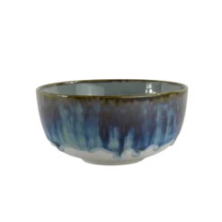 Keramik Skål ASTA m. Løbeglasur i Blå (Ø14x7cm)