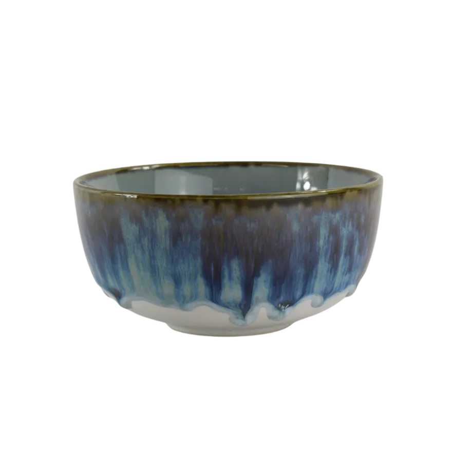Keramik Skål ASTA m. Løbeglasur i Blå (Ø14x7cm)