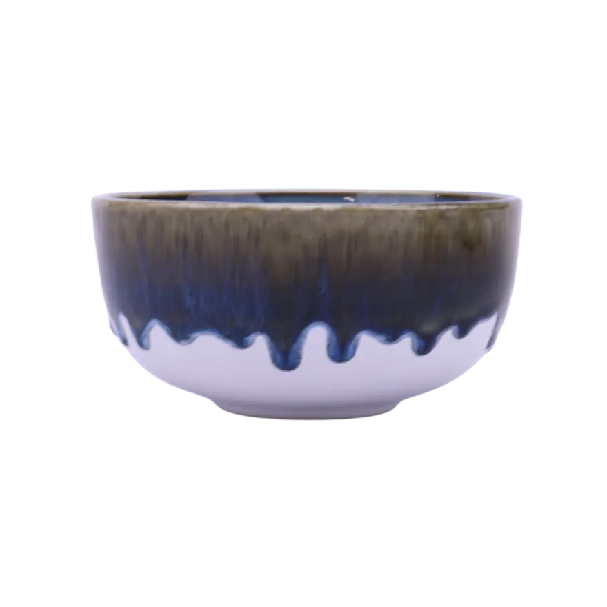 Keramik Skål ASTA m. Løbeglasur i Blå (Ø14x7cm)
