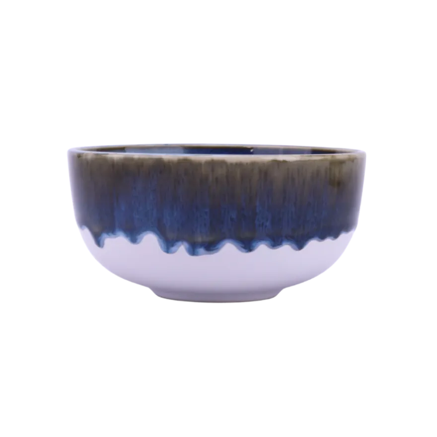 Keramik Skål ASTA m. Løbeglasur i Blå (Ø14x7cm)