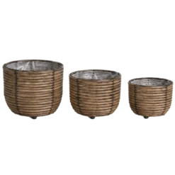 Kurve Sæt af 3 i Brun Rattan (25x20/20x17/17x14cm)