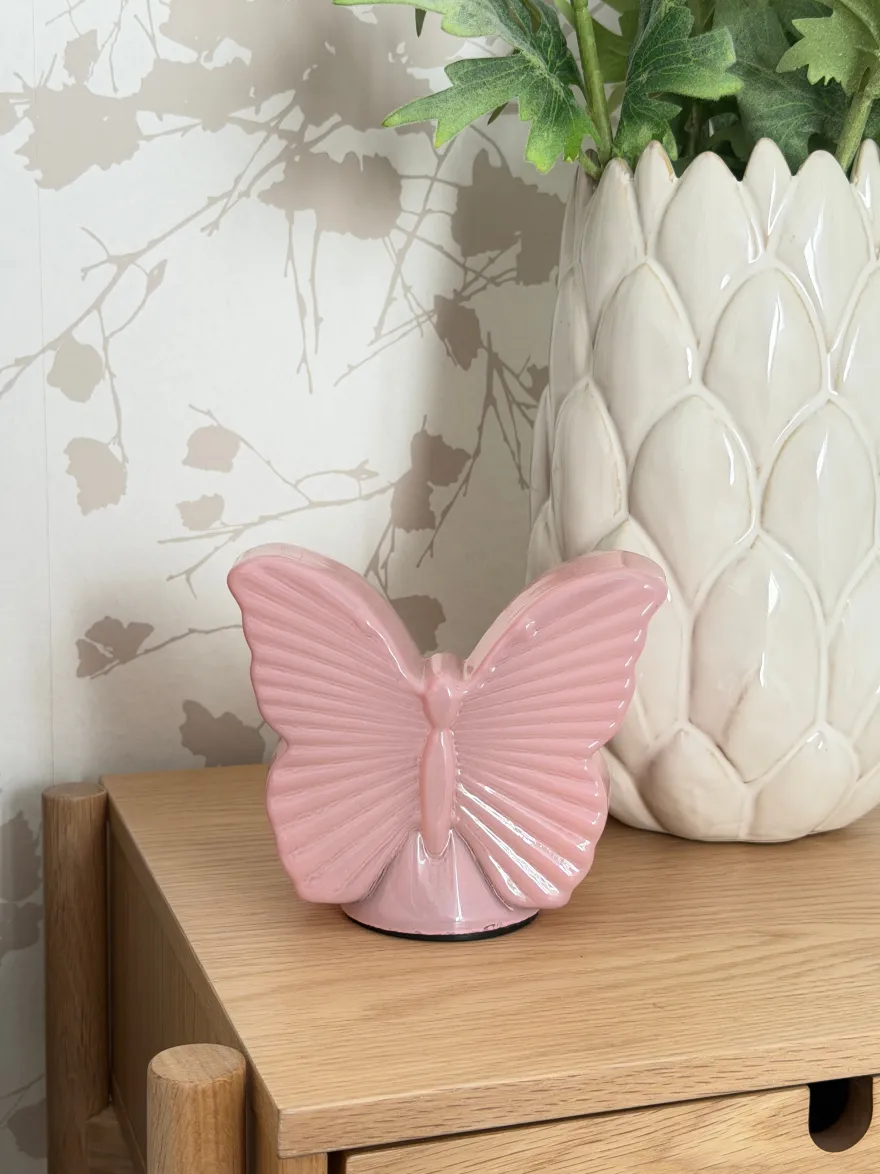 Lampe Sommerfugl m. LED i Rosa