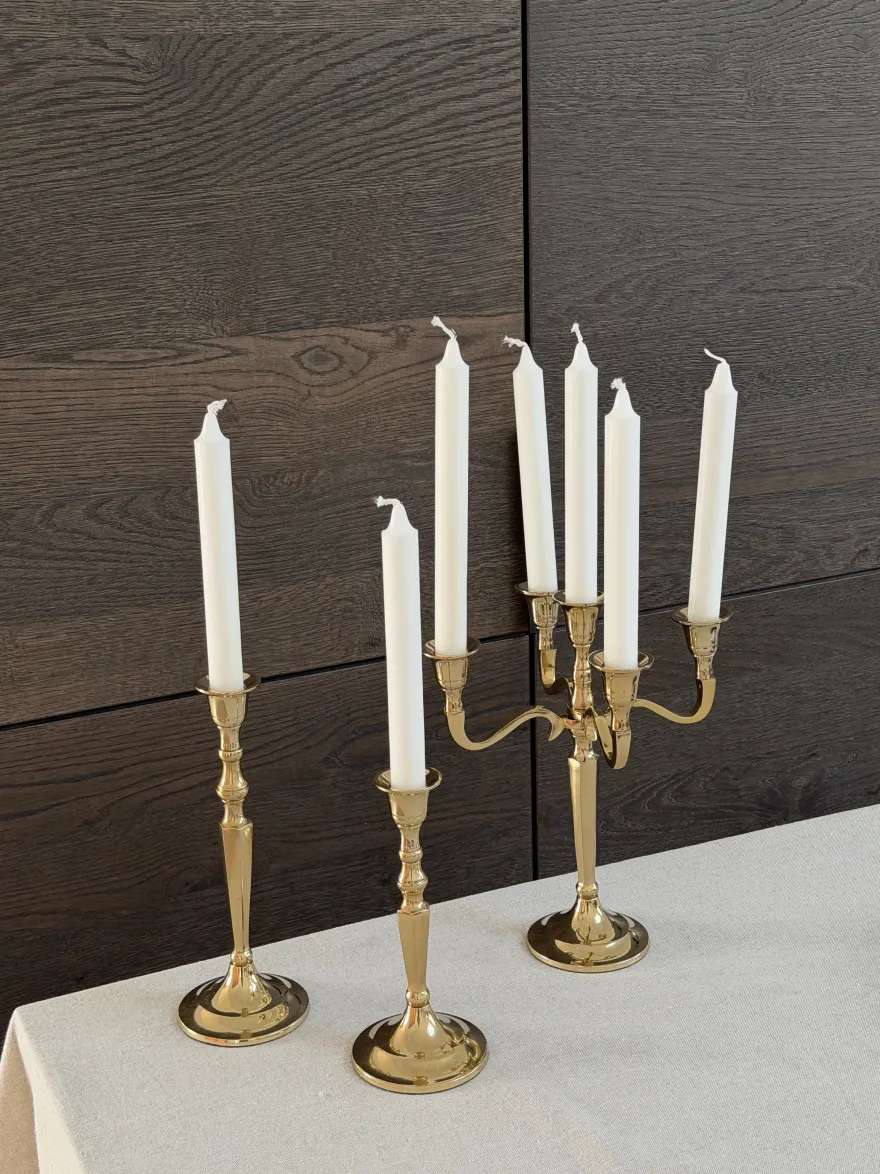 Lysestage Kantet i Guld Farve (H20cm)