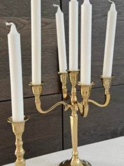 Lysestage m. 5 Arme i Guld Farve (H27cm)