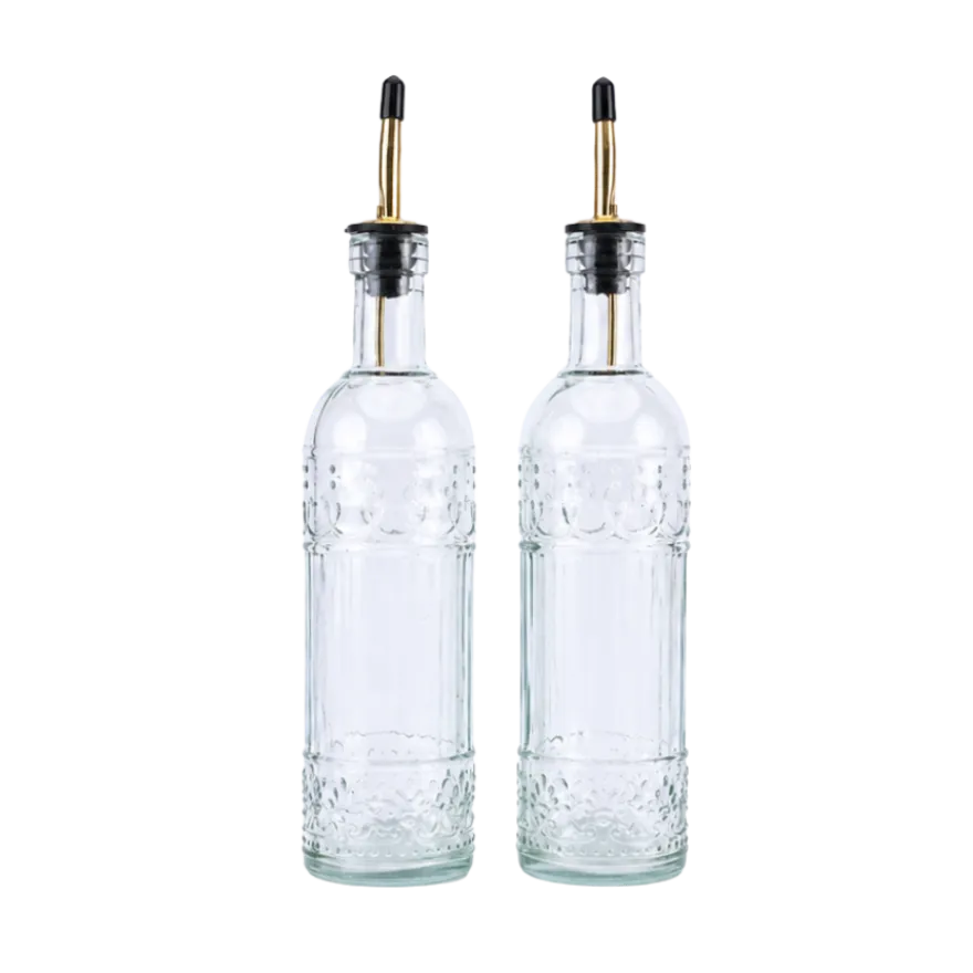 Olie- og Eddikesæt m. Guld Farvet Top (500ml)