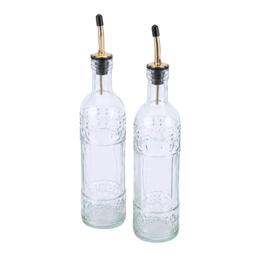 Olie- og Eddikesæt m. Guld Farvet Top (500ml)