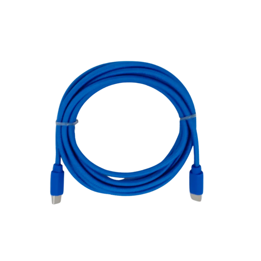 Opladerkabel USB-C til USB-C i Blå Tekstil (2m)