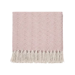 Plaid m. Frynser i Pink/Hvid (125x150cm)