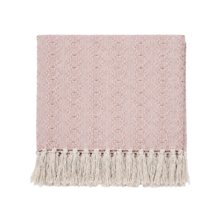 Plaid m. Frynser i Pink/Hvid (125x150cm)