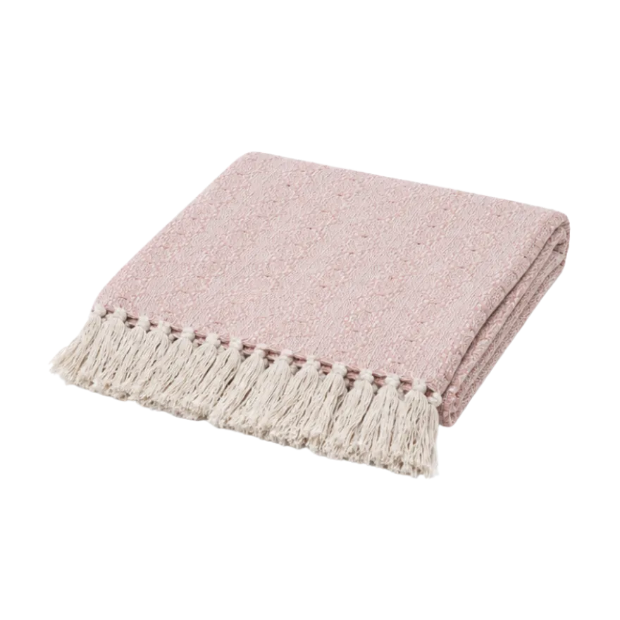 Plaid m. Frynser i Pink/Hvid (125x150cm)