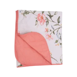 Quilt m. Blomsterprint i Rosa (130x180cm)