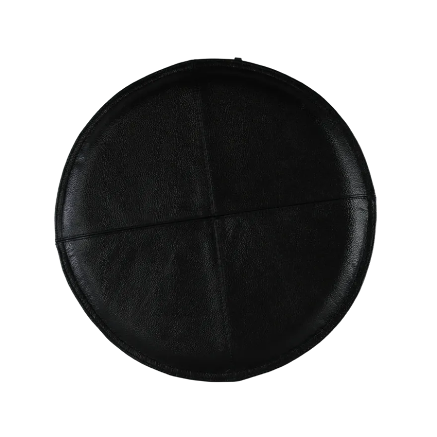 Rund Skindpude i Sort (Ø38cm)