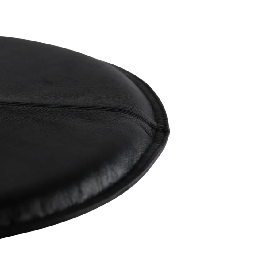Rund Skindpude i Sort (Ø38cm)