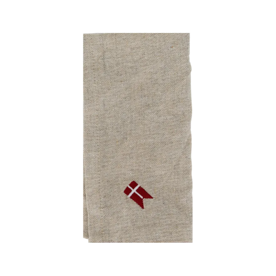 Serviet m. Broderet Dannebrog (40x40cm)