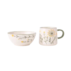 Skål GANI m. Markblomster i Creme (Ø15x7cm)