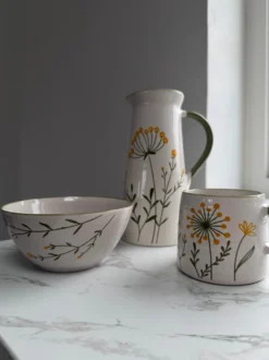 Skål GANI m. Markblomster i Creme (Ø15x7cm)
