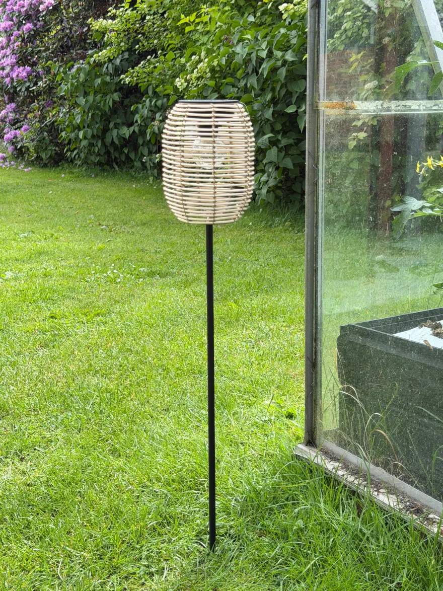 Solcelle Lanterne på Spyd i Natur (Ø13x80cm)