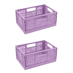 2 stk. Foldekasser Medium i Meleret Glimmer Lilla (29x21,3x12cm)
