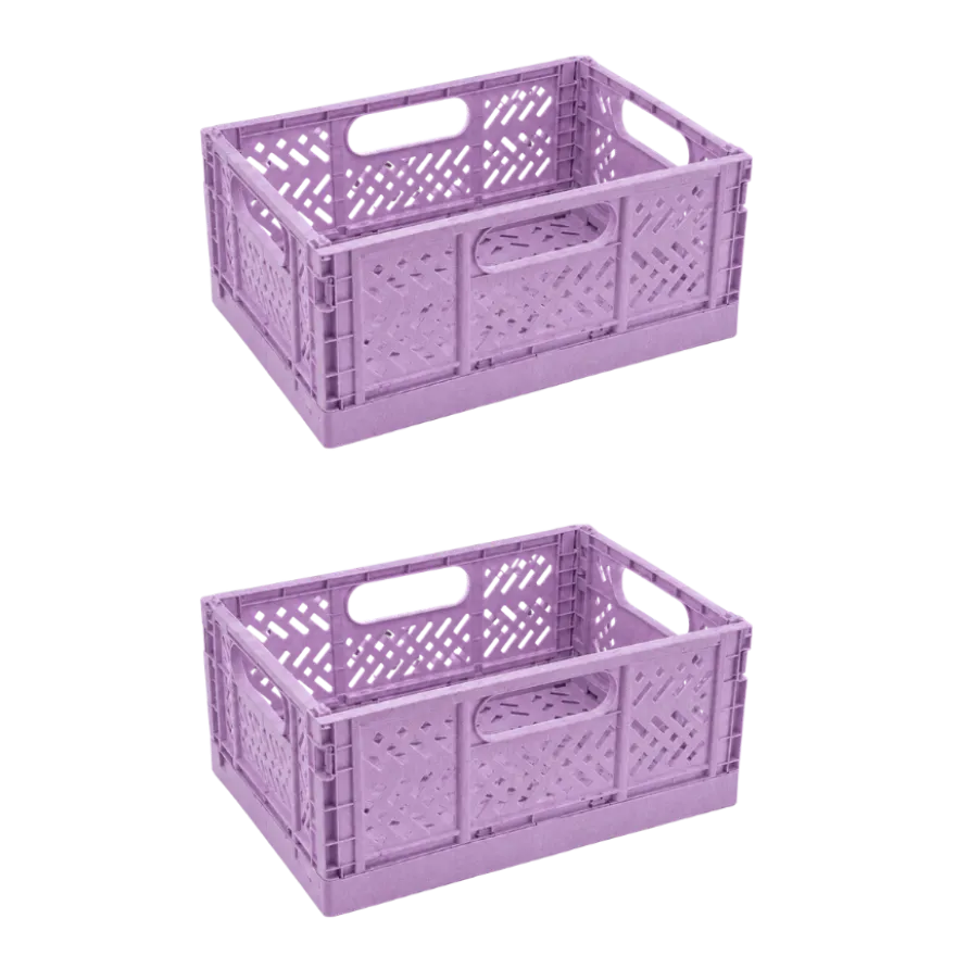 2 stk. Foldekasser Medium i Meleret Glimmer Lilla (29x21,3x12cm)