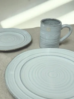 6 stk. Frokosttallerkener i Blå/Hvid (Ø19,5cm)