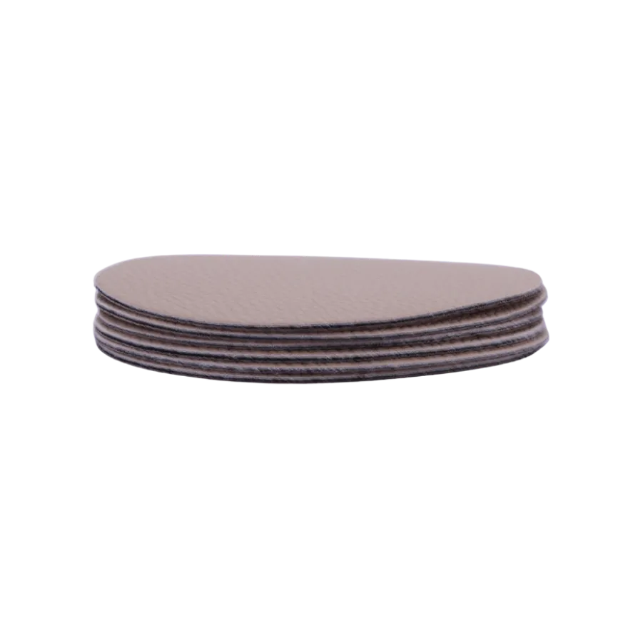 6 stk. Glasbrikker Rund i Beige/Brun PU Læder (Ø10cm)