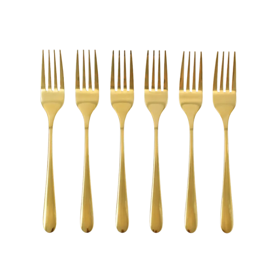6 stk. Kagegafler CABIR i Guld Farve