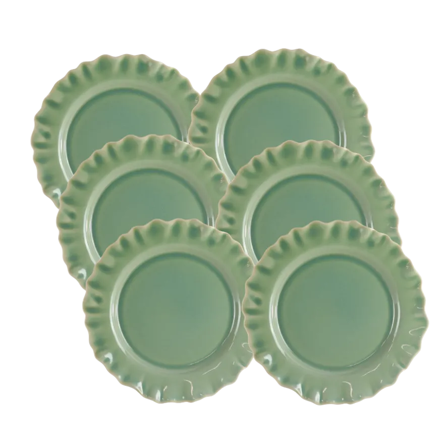 6 stk. Keramik Middagstallerkener BENTO i Grøn (Ø27x2,2cm)