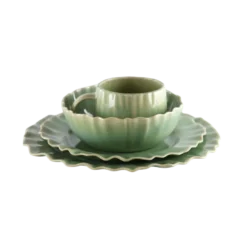 6 stk. Keramik Middagstallerkener BENTO i Grøn (Ø27x2,2cm)