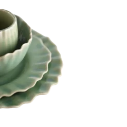 6 stk. Keramik Middagstallerkener BENTO i Grøn (Ø27x2,2cm)