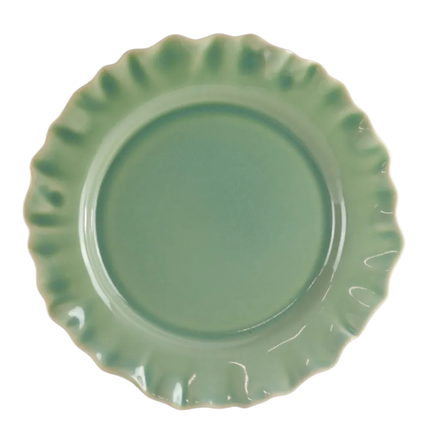 6 stk. Keramik Middagstallerkener BENTO i Grøn (Ø27x2,2cm)