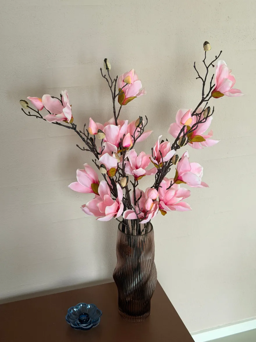 3 stk. Magnolia Blomster i Lyserød (H100cm)