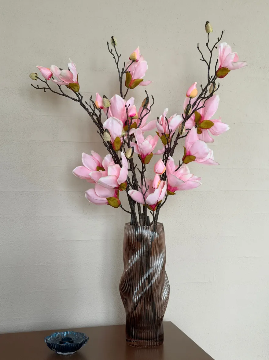 3 stk. Magnolia Blomster i Lyserød (H100cm)
