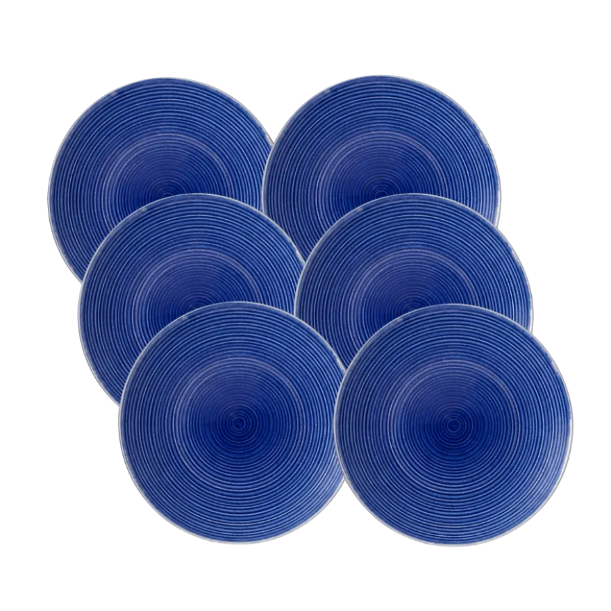 6 stk. Middagstallerkener i Blå Swirl (Ø28cm)
